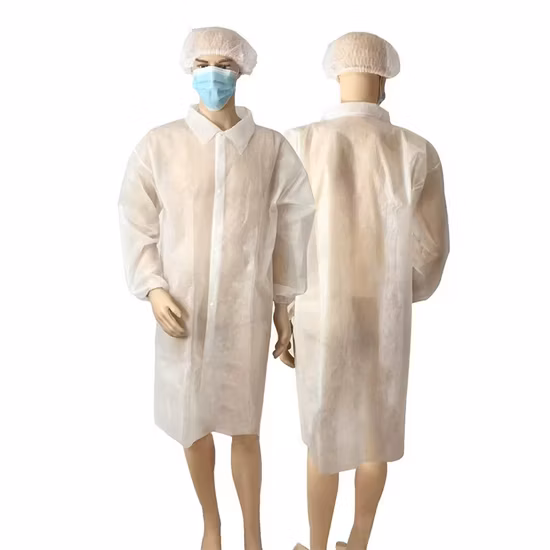 Bata de isolamento de tamanhos diferentes por atacado bata de PP azul não tecido com punho de malha bata de isolamento descartável