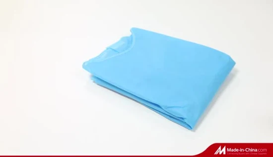 Bata de isolamento de tamanhos diferentes por atacado bata de PP azul não tecido com punho de malha bata de isolamento descartável